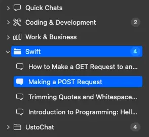 UstoChat folders screenhot